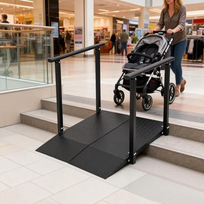 Wheelchair Ramp with Handrails Access Ramp for Home Steps Doorways Curbs Stairs