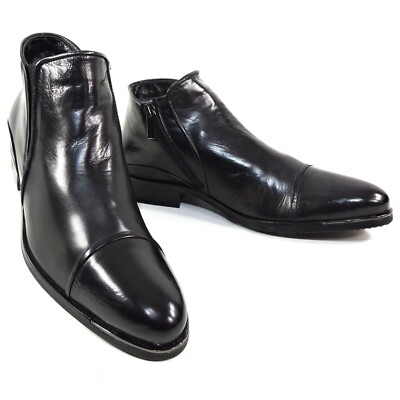 BALDININI   MEN'S BLACK SOFT LEATHER COMFORT FUR LINING WINTER BOOTIE