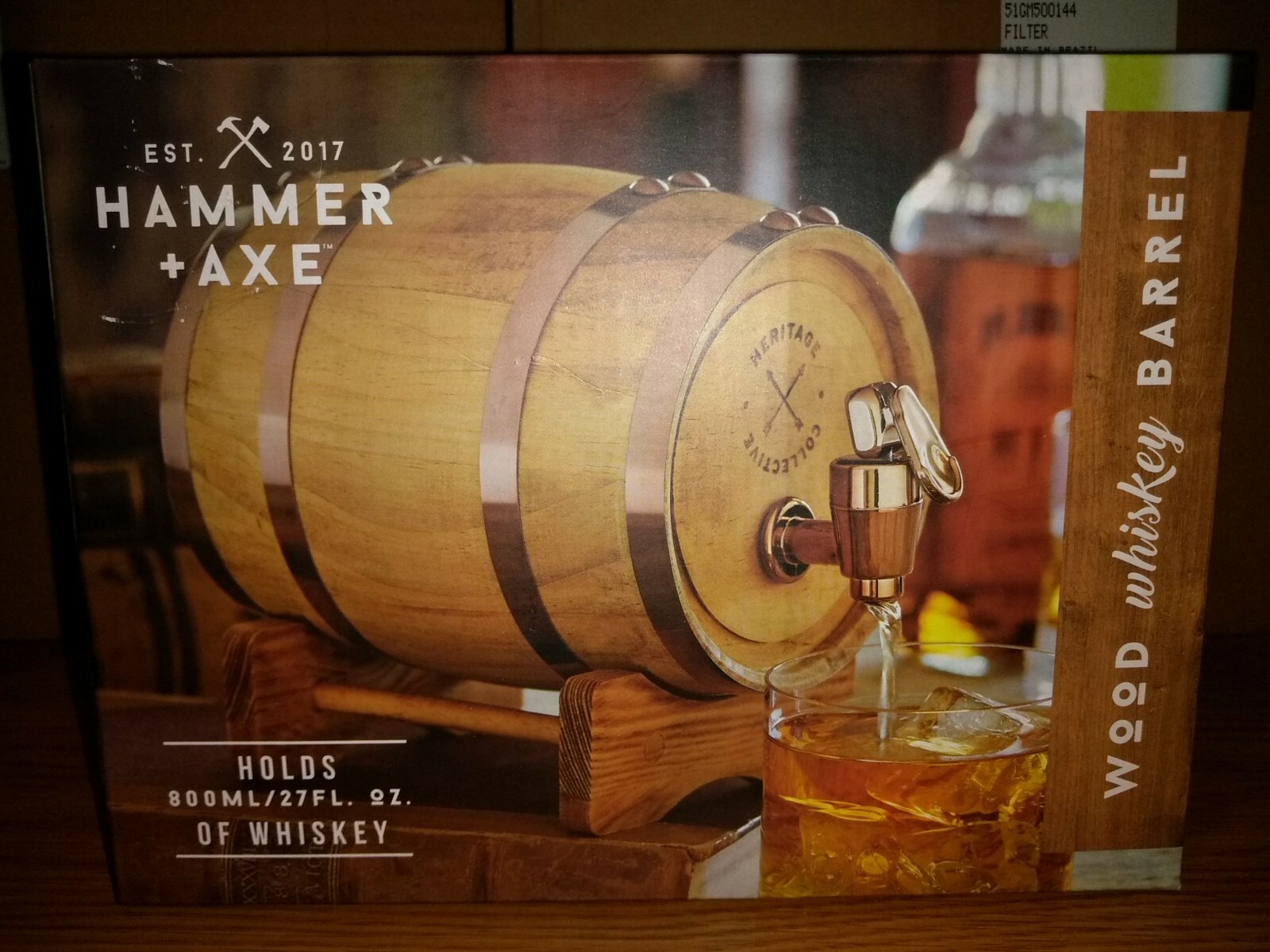 Hammer and Axe Wood Whiskey Barrel 800 ml 27 FL OZ of Whiskey or ...