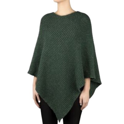 Love Your Melon Knit Poncho Pullover Sweater Metallic Green One Size NWT