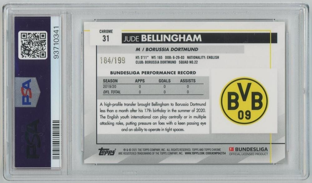 Jude Bellingham 2020-21 Topps Chrome Bundesliga #31 RC Prizm