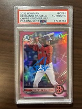 Ceddanne Rafaela 2022 Bowman Chrome AUTO PSA /199 FUCHSIA REFRACTOR SOX #61