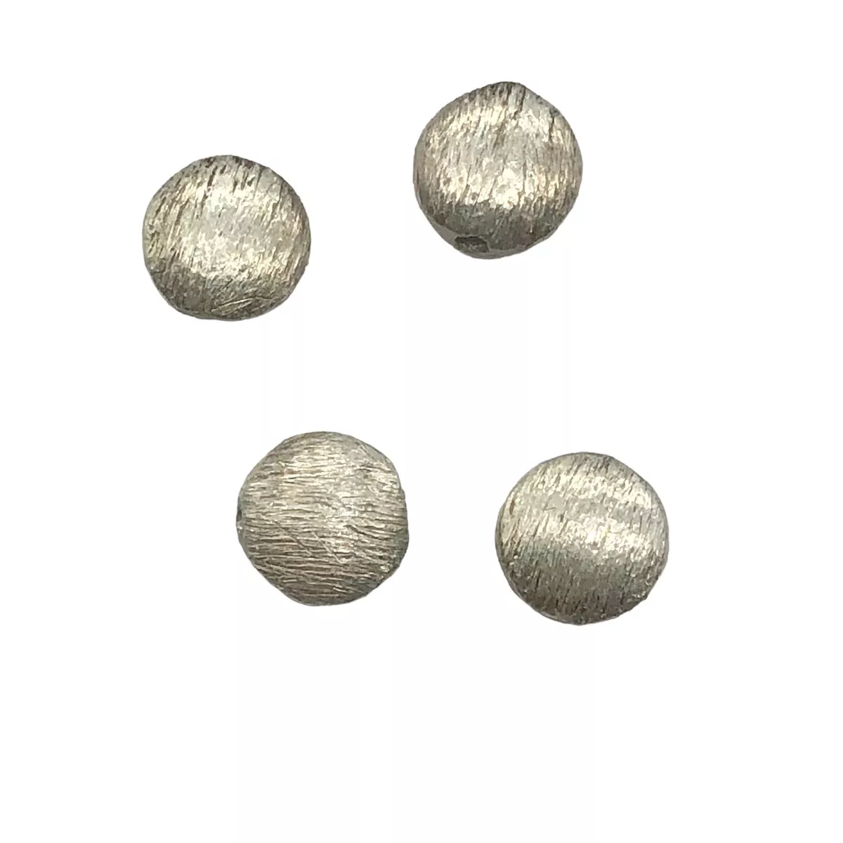 Designer Brushed Solid Sterling Silver Round Flat Beads