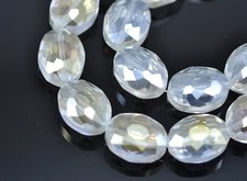 Faceted Flat Oval Cut Glass Crystal Beads for Jewellery Making 18pcs 16x12mm