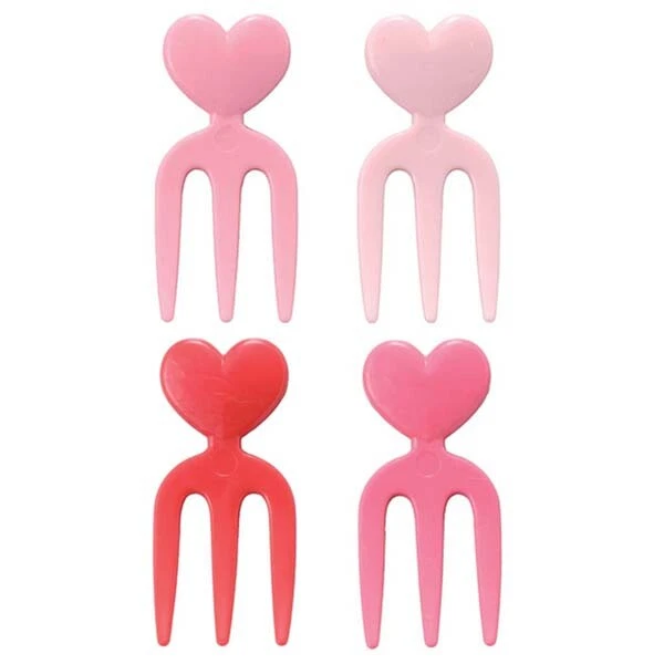 Food Picks TORUNE Fiambrera Japonesa Bento Rosa Rojo Forma Corazón Tenedor Japón 12 un. Foto 3 de 4