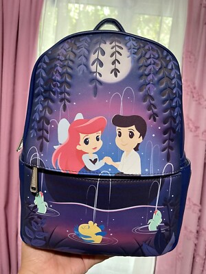 Loungefly The Little Mermaid Gondola Chibi Ariel Kiss Cartoon Character Backpack Ariel Castle Collection Mini Backpack Loungefly | Cordy main image 4