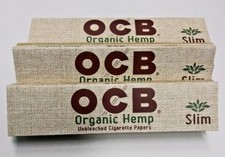 3 Packs Authentic OCB Organic Hemp King Size Slim Rolling Papers  Tips