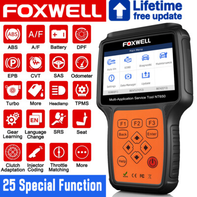 Foxwell NT650 Car Scanner TPMS EPB DPF Throttle Reset OBD2 ABS SRS Diagnostic 
