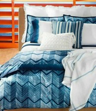 Ralph Lauren St. Jean Farrin Chevron Cotton Percale Duvet Cover - KING - Blue
