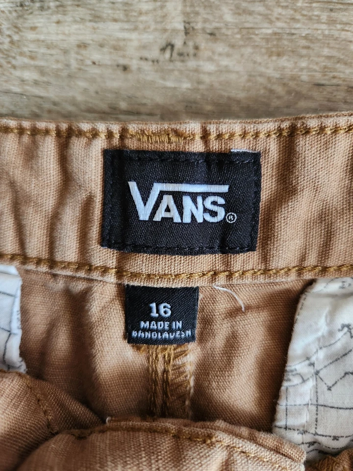VANS Shorts Original Off the Wall Boys Size 16 Khaki Brown Chino Youth - Image 3 of 4