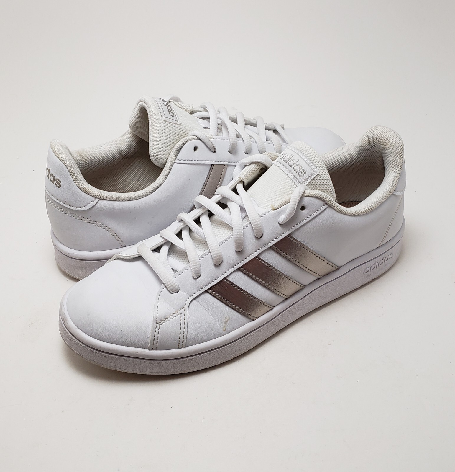 Womens Adidas Grand Court Sneakers Silver Stripes ART EE7874 Shoes Size 8 |  eBay