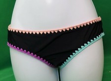 O'RAGEOUS black with decorative color stitch swim bikini bottom, girl size 16