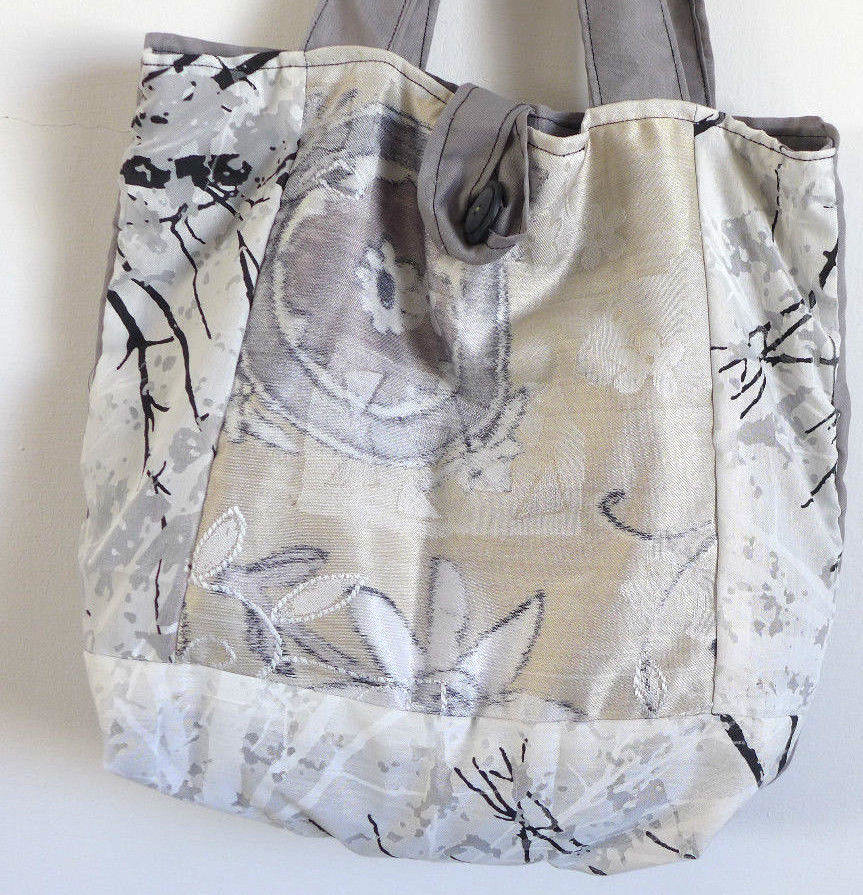 Grey - Handcrafted Quilted Cotton Handbag 04