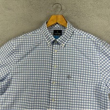 Stafford Cool Max Mens Dress Shirt XL 17-17.5 Blue White Gingham Regular Fit NEW