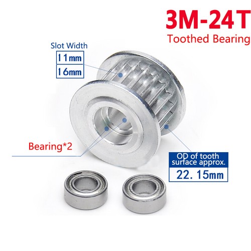 3M 24T Idler Timing Belt Pulley Synchronous Wheel For 10mm 15mm Width Belt New - Picture 3 of 4
