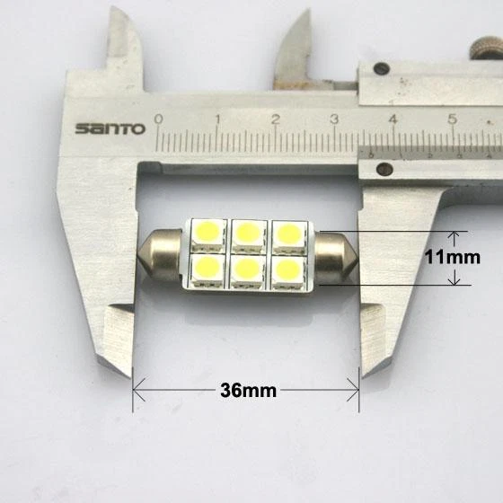 8) Ксеноновые белые светодиодные лампы 36 мм 6smd 5050 для подсветки салона - Изображение 4 из 4