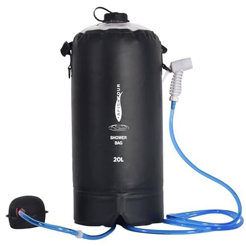 Portable Camping Shower Bag - 20L/5 Gallons Solar Shower Water Bag with Foot ...