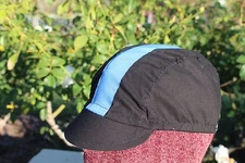 CYCLING CAP ONE SIZE HANDMADE IN USA COLOR BLACK BLUE SKY 100% COTTON