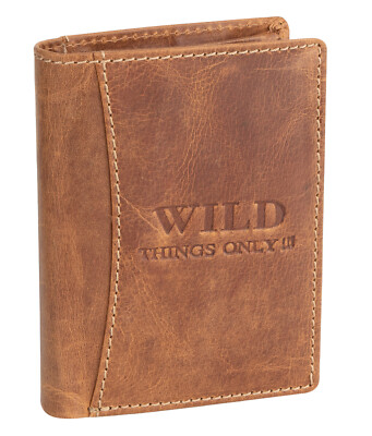 Wild Things Only !!! echt Leder Portemonnaie Geldbörse Herren Hochformat Cognac