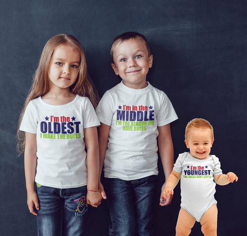 Sibling T shirt set of 3 Oldest .Middle 