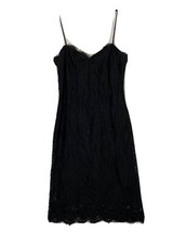VTG Black Lace Dress Little Black Dress 90s Y2K Spaghetti Strap Women's 8 USA