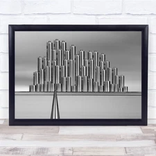 City Of Energy Cityscape Skyline Urban Road B&W Metal Wall Art Print