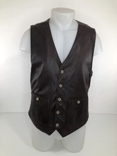 OUTBACK TRADING COMPANY - LEATHER / WOOL Mens Md. Western Pioneer Vest