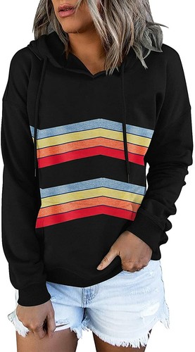 Women's Casual Color Block Hoodies and 
