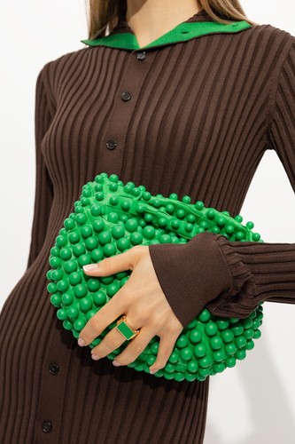 BOTTEGA VENETA Bolt green & gold plated silver chunky ring 7 US / 15 IT designer - Picture 2 of 9