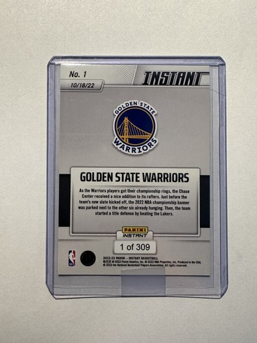 GOLDEN STATE WARRIORS - 2022 Panini Instant NBA - RAISES 7th CHAMP BANNER 1/309 - Picture 3 of 5