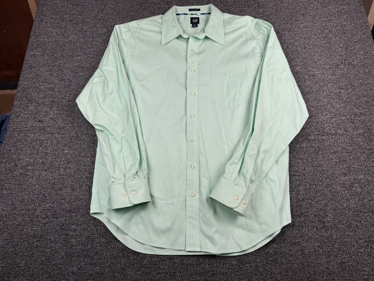 Gap Dress Shirt Men's Size XL Green Dress Shirt Button Up | eBay