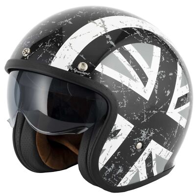Open Face Motorcycle Helmet Vcan H589 Retro Scooter Mod British Black Jack