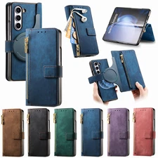 Fr Samsung Galaxy Z Fold7/6/5/4 Detachable Magnetic Flip Zipper Card Wallet Case
