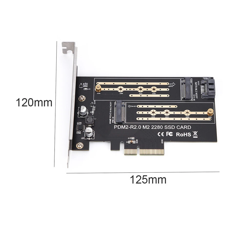 M.2 NVMe + NGFF zu PCIe 3.0 X4 8Gbps Adapter für 2280 M.2 NVMe/NGFF SSD - Bild 2 von 4