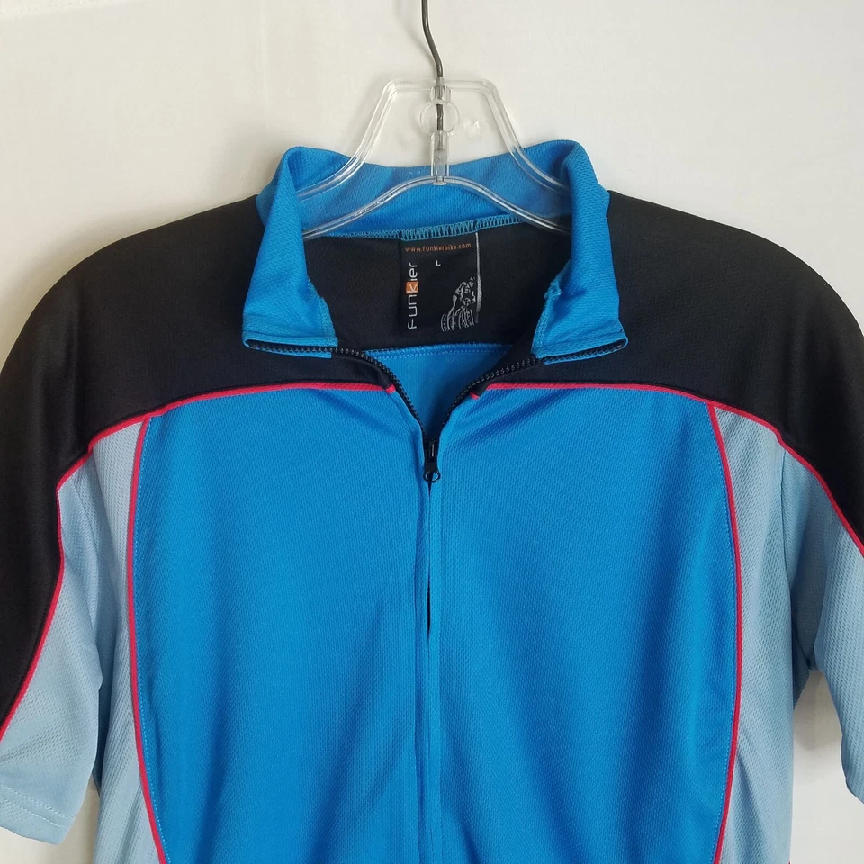 Camiseta deportiva Funkier para hombre con cremallera completa manga corta bicicleta ciclismo talla grande - U416 Foto 2 de 4