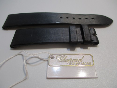 Genuine CHOPARD Black Satin on Leather 19mm x 16mm Watch Strap Bands 105/70 +Tag - Picture 2 of 2