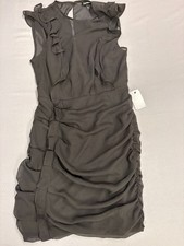 Express Black Dress Women's XS Ruched Ruffle Detail Luxury Cocktail Elegant NEW