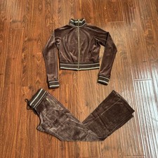 Vtg Y2K LA Kitty Track Set Size M/L Velour Jacket Sweatpants Juicy Couture Style
