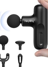HeyChy CUTE X1 Mini Handheld Percussion Massage Gun, 4 Heads, Black