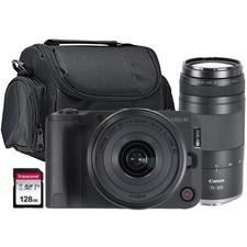 Canon EOS R50 V Camera with RF-S 14-30mm IS STM PZ Lens  RF 75-300mm Lens Kit