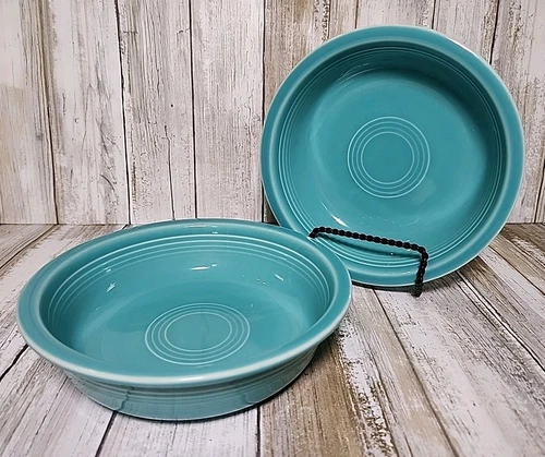 2 Vintage Fiestaware Bowl 7” Fiesta HLC Turquoise Blue (Aqua) Medium Cereal/Soup