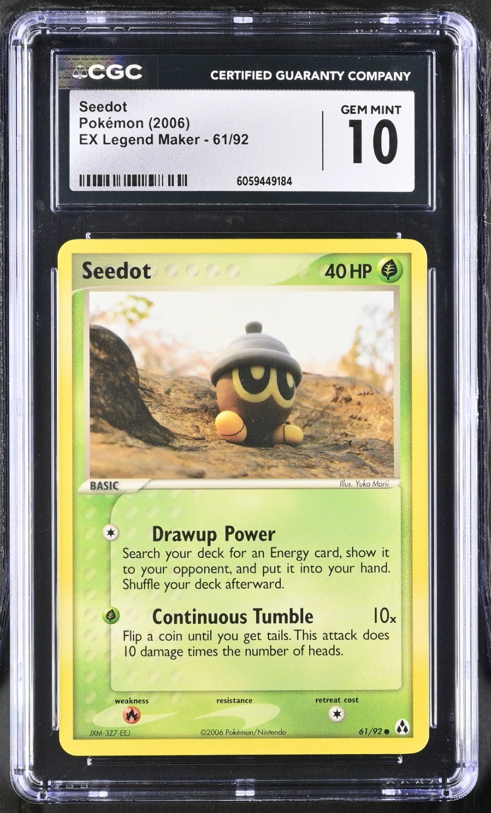 CGC 10 Seedot 61/92 EX Legend Maker 2006 Pokemon Card