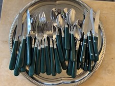 Vintage Green Stainless Steal Flatware Silver...