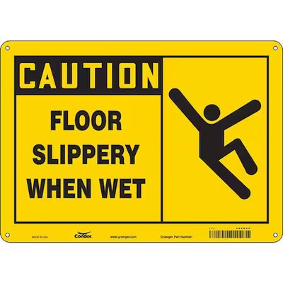 Condor 469N49 Safety Sign, 10 In Height, 14 In Width, Polyethylene, Horizontal