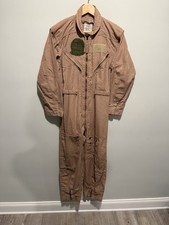 Vintage Military Flight Coveralls Tan USAF CWU Nomex Jumpsuit Patched 38R