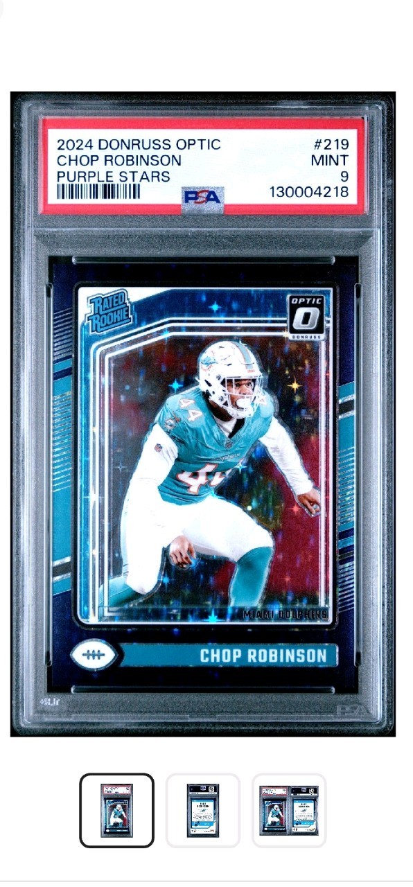 2024 Donruss Optic Chop Robinson Rated Rookie #219 Purple Stars /15 PSA 9
