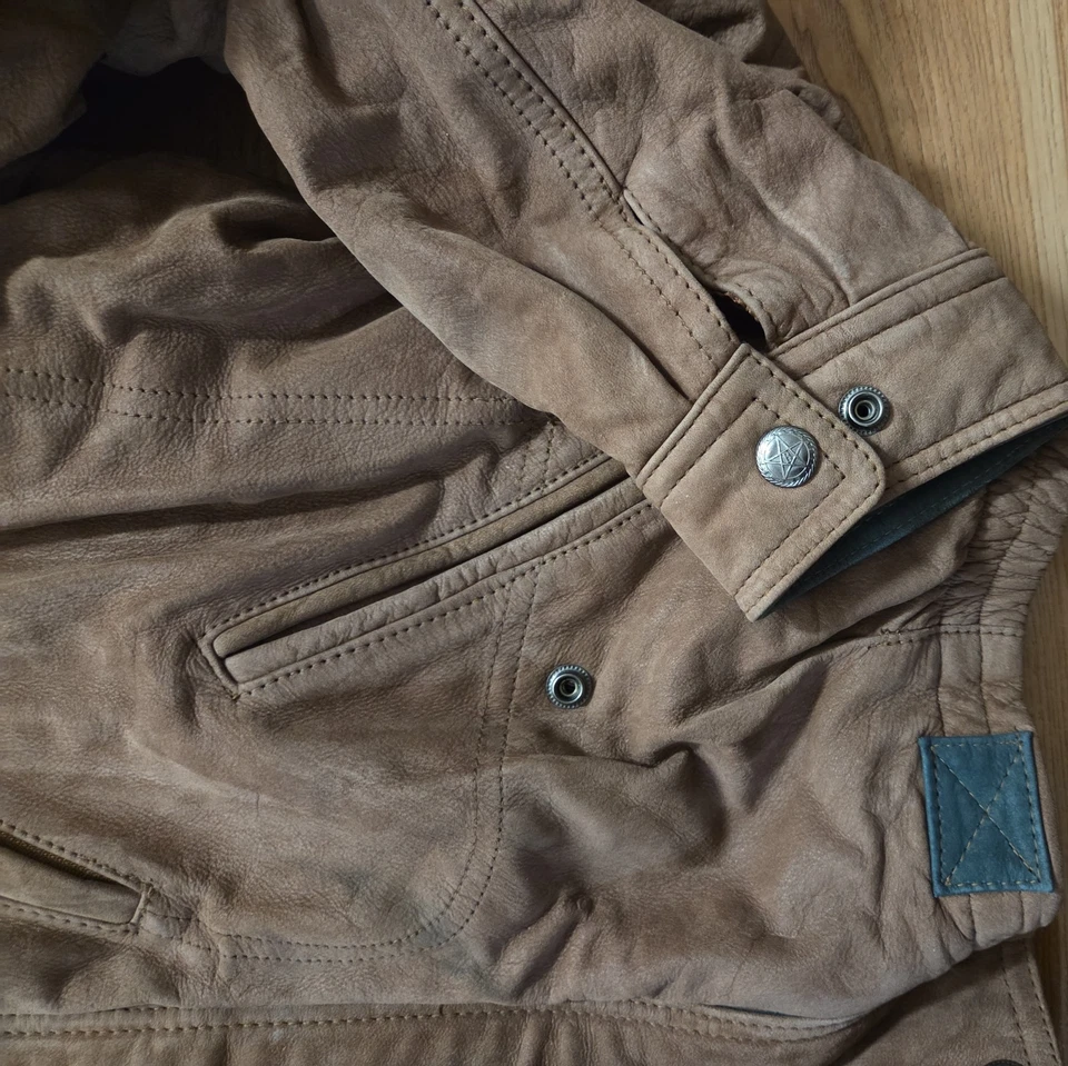 Chaqueta bomber vintage beyond cuero marrón militar naval estilo aviador talla L Foto 3 de 4