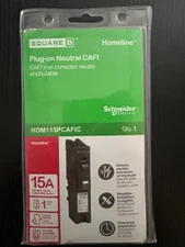 Square D Homeline HOM115PCAFIC 15 Amp 120V Plug-On Neutral Circuit Breaker