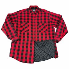 Vintage Woolrich Jacket Mens XL Red Buffalo Plaid Quilted Lined Barn Hunting 90s