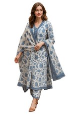 Women's Cotton Blend Printed Kurta with Pant  Dupatta